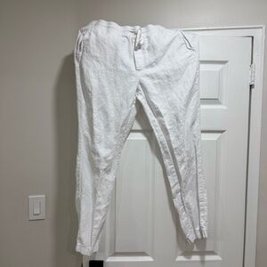 Nautica Men's Classic-Fit Elastic Drawstring Linen White Pants Men Size XL